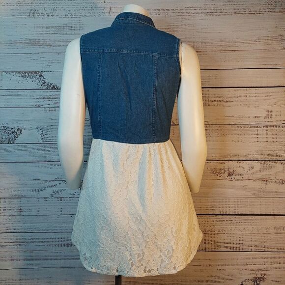 Blue & White Sleeveless Girls sz Large Dress - Picture 8 of 14